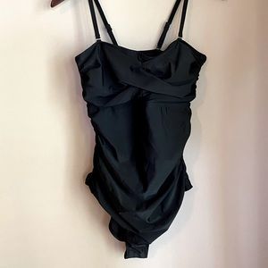NWT Black Ruched Tummy Control Swimsuit